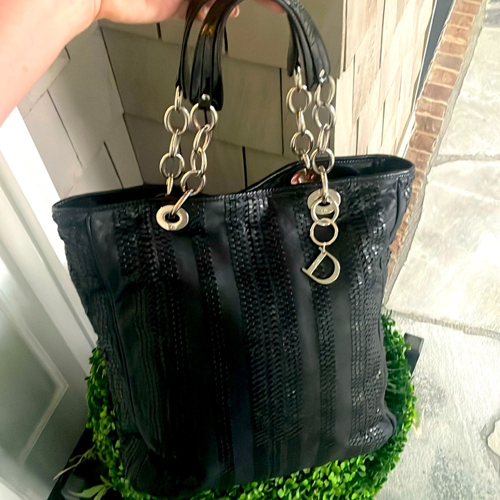 Christian Dior Vintage Lambskin & patent Leather tote.